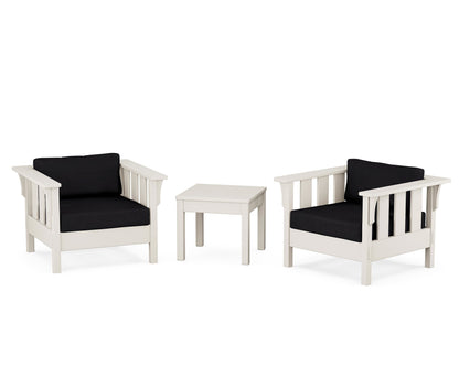 Martha Stewart by POLYWOOD® Acadia 3-Piece Deep Seating Set in Sand / Midnight Linen