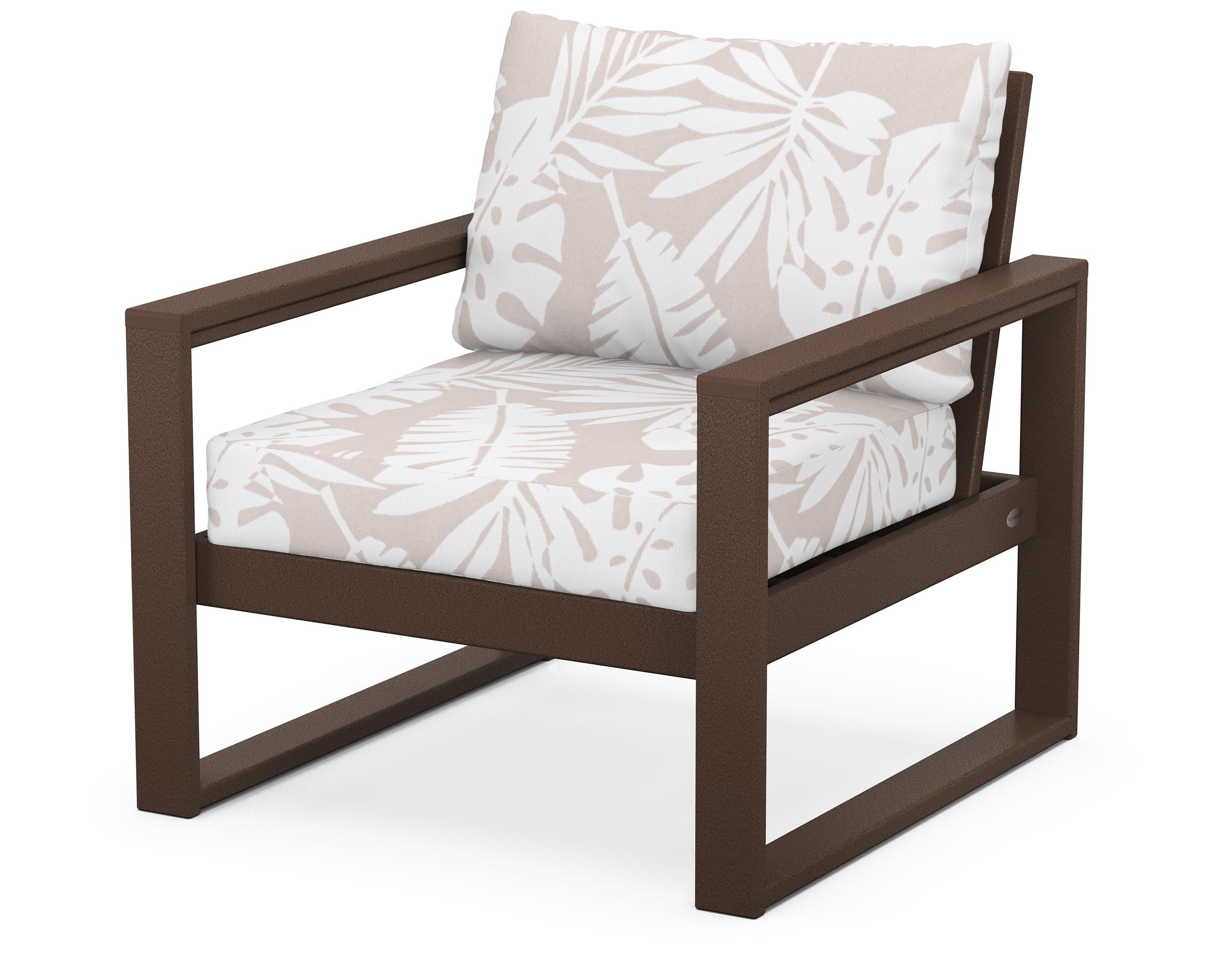 POLYWOOD® EDGE Club Chair in Mahogany / Leaf Dune Burlap
