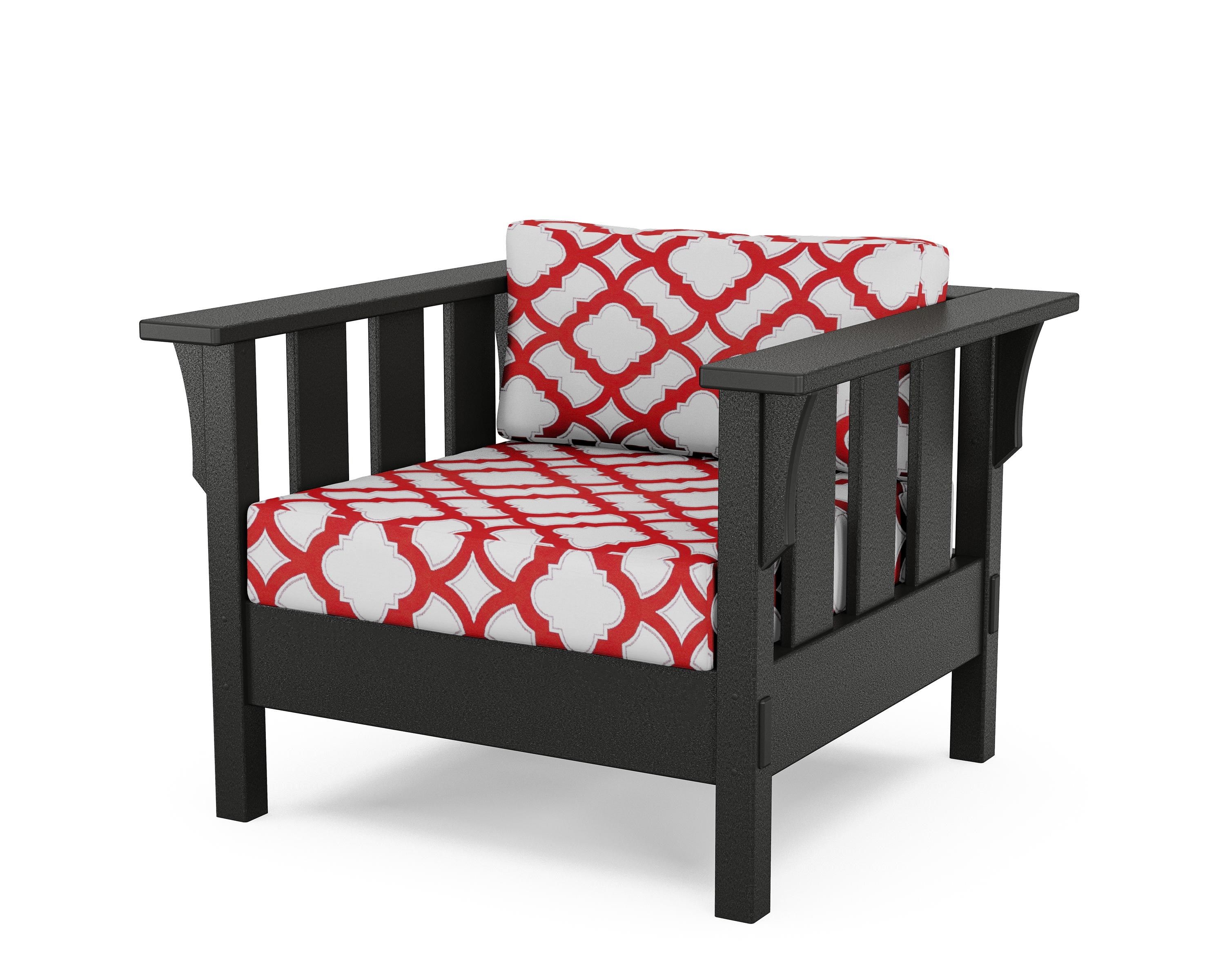 Martha Stewart by POLYWOOD® Acadia Deep Seating Chair in Black / Trellis Crimson