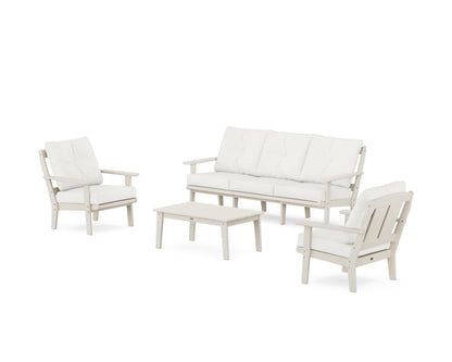 POLYWOOD® Mission 4-Piece Deep Seating Set with Sofa in Sand / Natural Linen