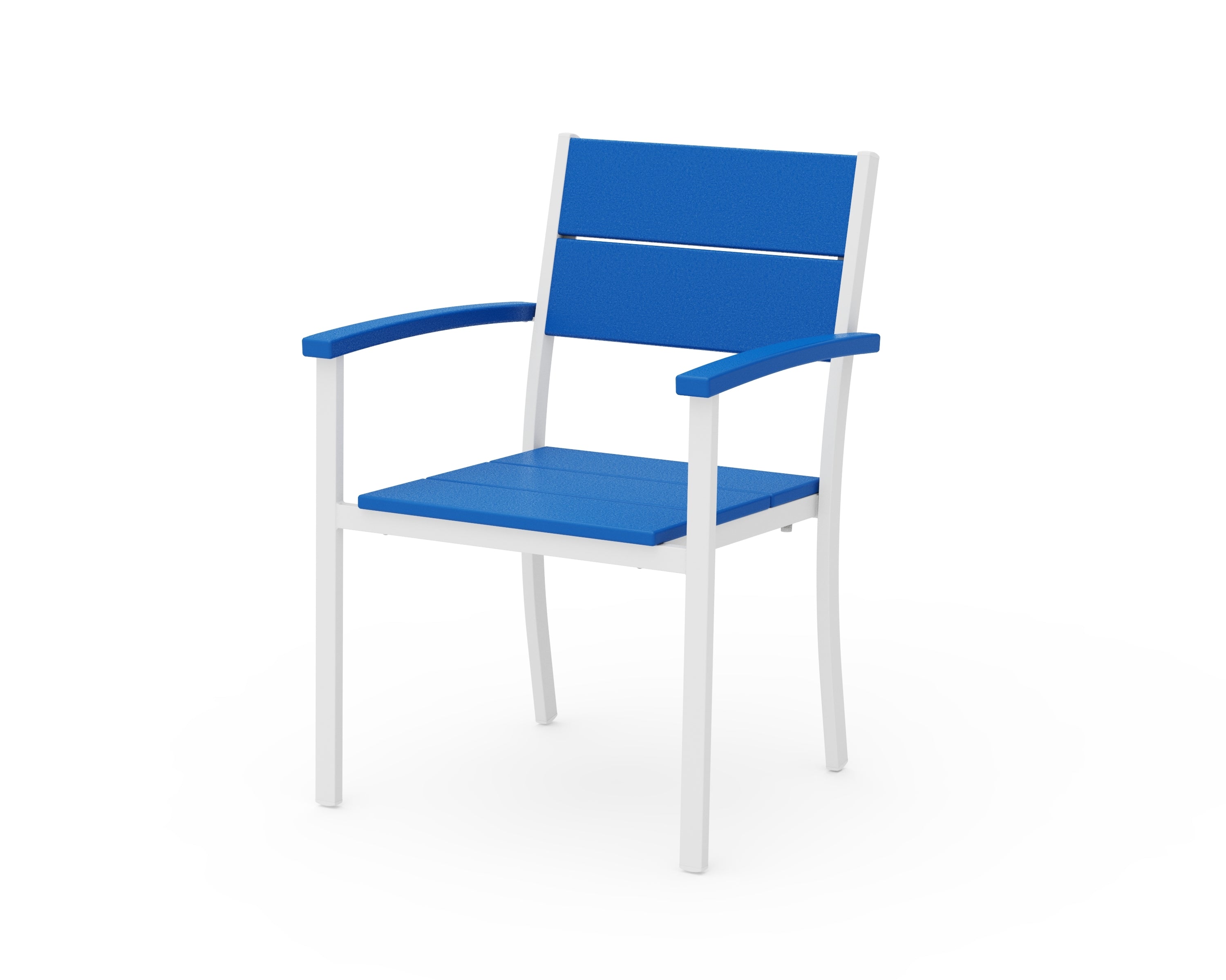 POLYWOOD® Main Street Stacking Dining Arm Chair in White / Pacific Blue