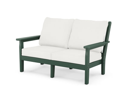 POLYWOOD® Chippendale Deep Seating Loveseat in Green / Natural Linen