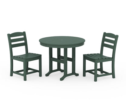 POLYWOOD® La Casa Café Side Chair 3-Piece Round Dining Set in Green