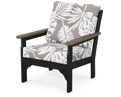 POLYWOOD® Vineyard Deep Seating Chair in White / Kona / Leaf Grey Mist