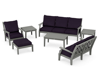 Country Living Wovendale 7-Piece Deep Seating Set in Slate Grey / Navy Linen