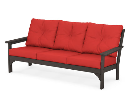 POLYWOOD® Vineyard Deep Seating Sofa in Vintage Coffee / Crimson Linen