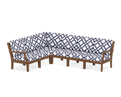 POLYWOOD® Braxton Modular 6-Piece Deep Seating Set in Teak / Trellis Navy