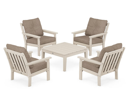 POLYWOOD® Vineyard 5-Piece Deep Seating Conversation Set in Sand / Spiced Burlap