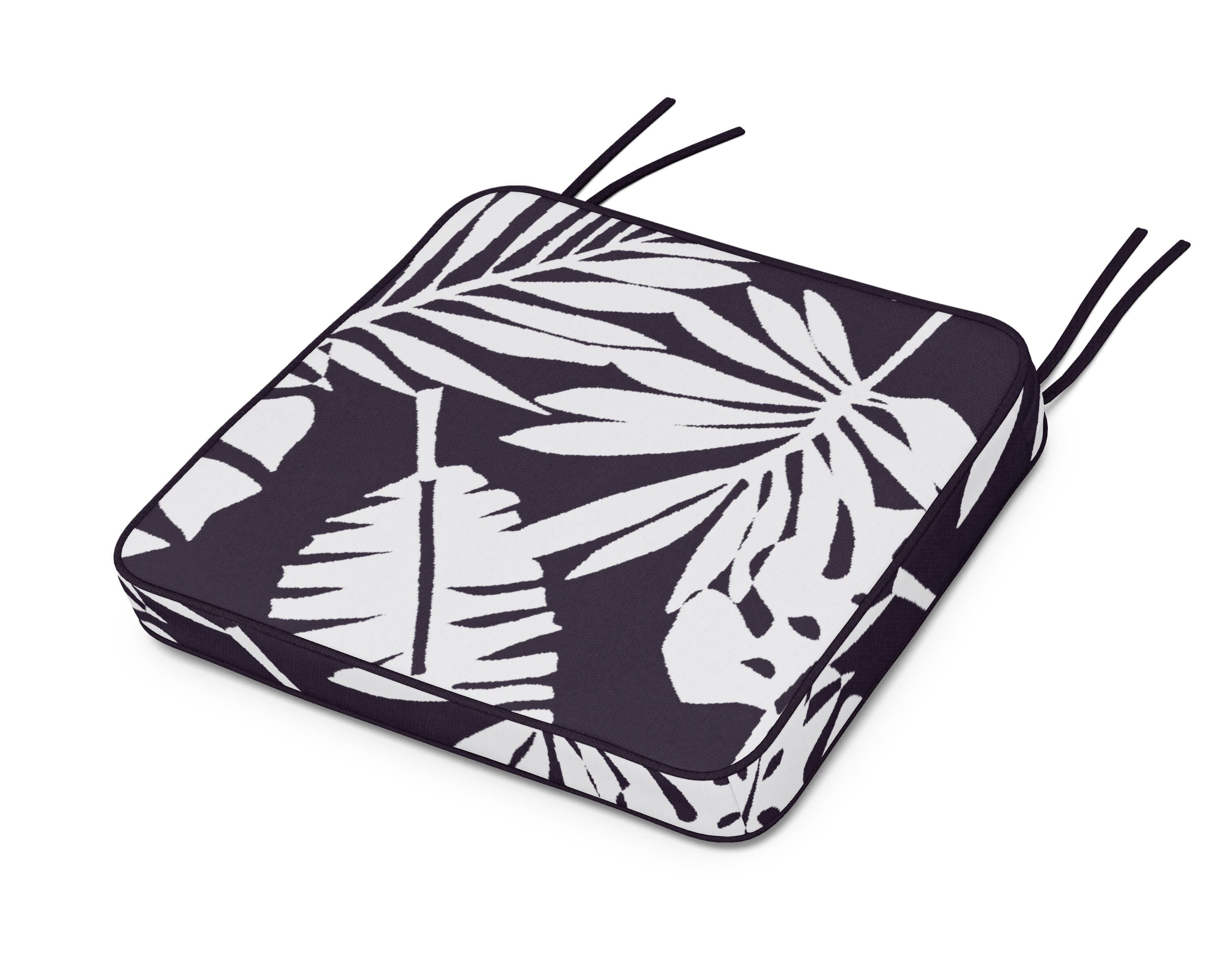 Martha Stewart by POLYWOOD® Chinoiserie Arm Chair Seat Cushion in Leaf Navy