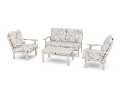 POLYWOOD® Lakeside 4-Piece Deep Seating Set in Sand / Leaf Dune Burlap