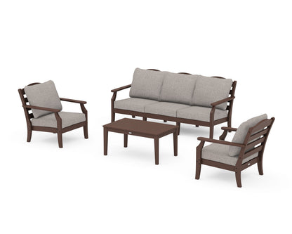 Draper James™ by  POLYWOOD® Savannah 4-Piece Deep Seating Set with Sofa in Mahogany / Weathered Tweed
