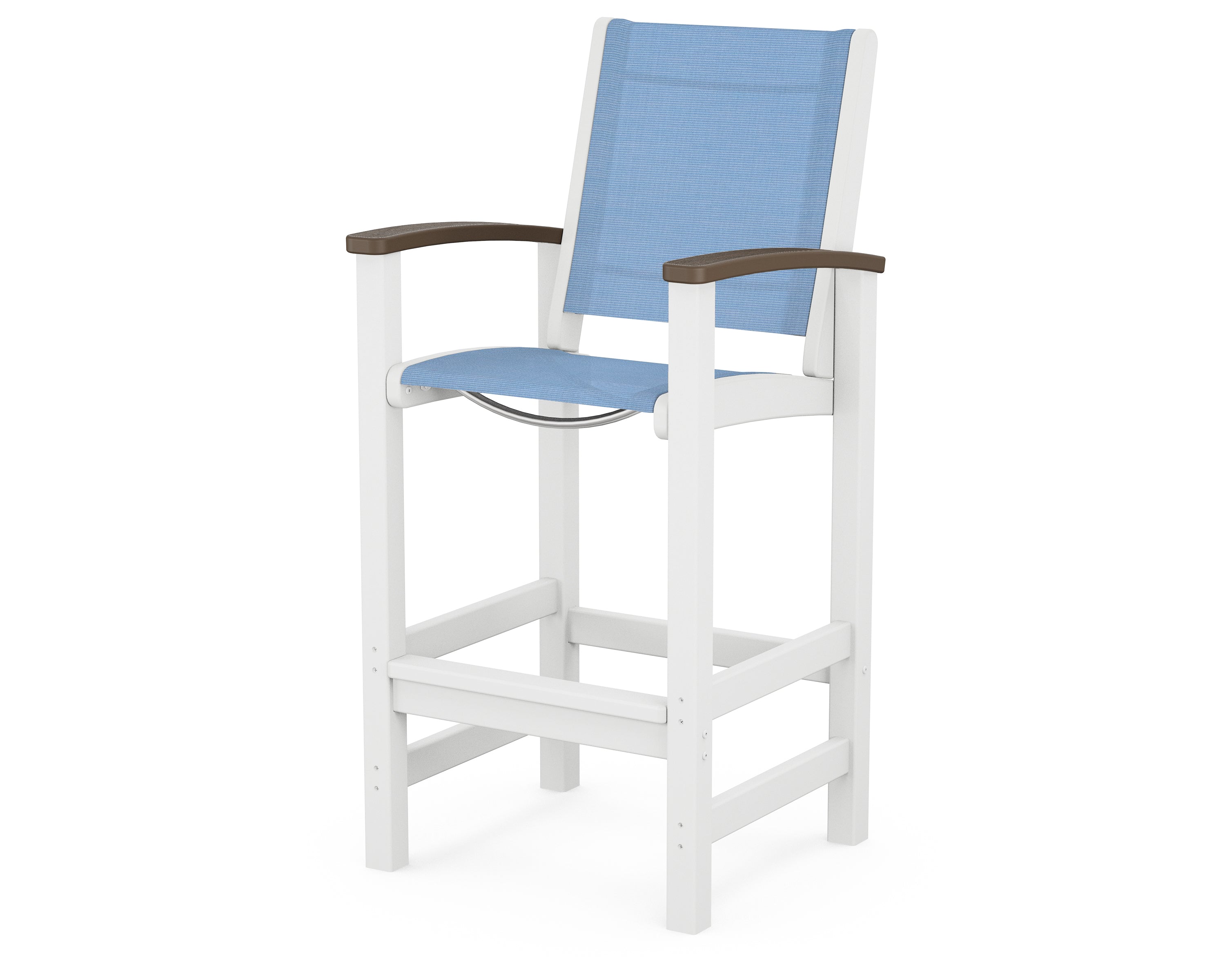 POLYWOOD® Coastal Bar Chair in White / Kona / Poolside Sling