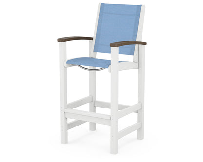 POLYWOOD® Coastal Bar Chair in White / Kona / Poolside Sling