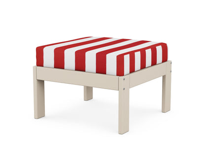 POLYWOOD® Vineyard Modular Ottoman in Sand / Cabana Stripe Crimson