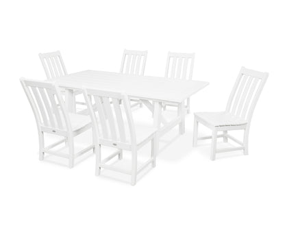 POLYWOOD® Vineyard 7-Piece Rustic Farmhouse Side Chair Dining Set in White