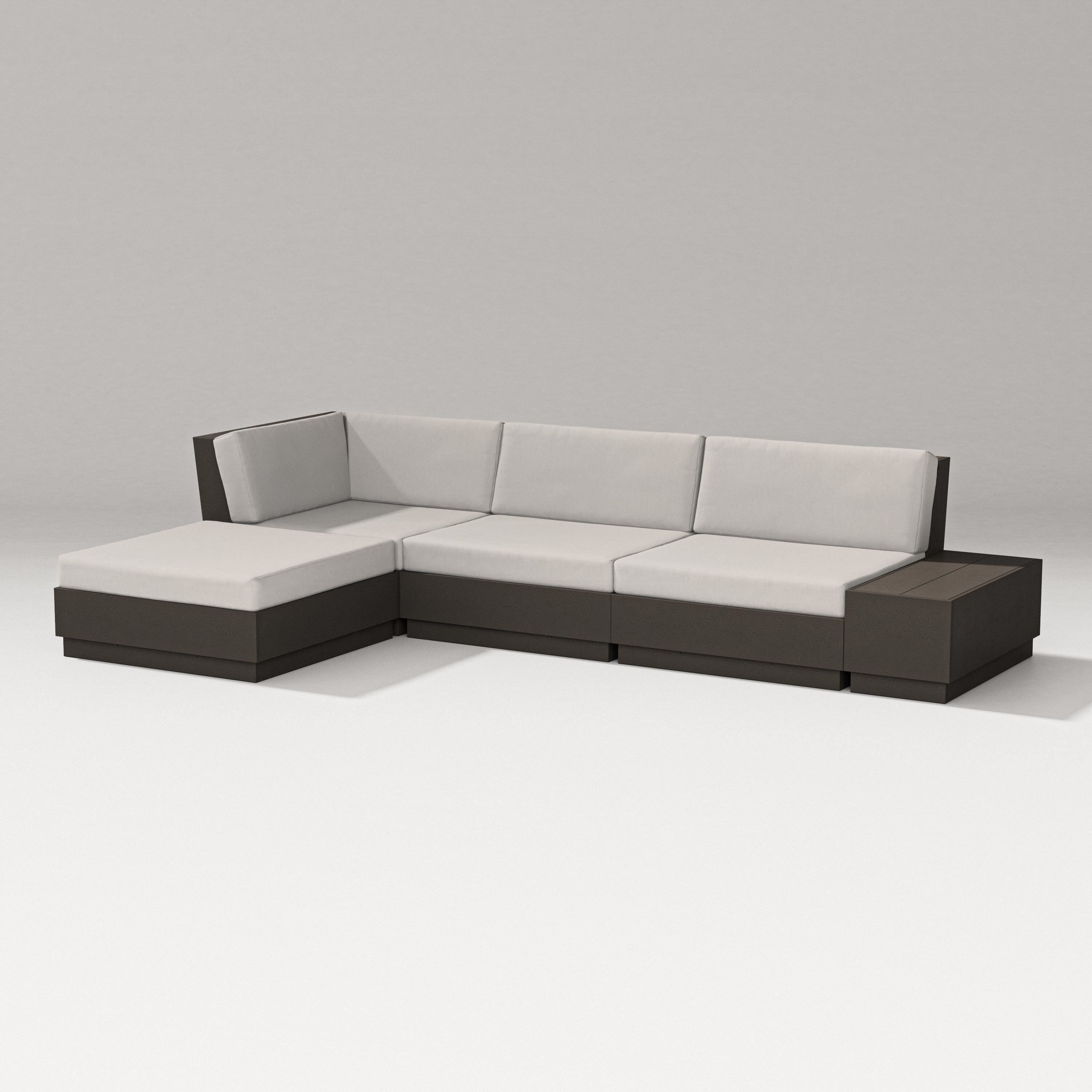 PW Designer Series Elevate Chaise Sectional in Vintage Coffee / Cast Ash