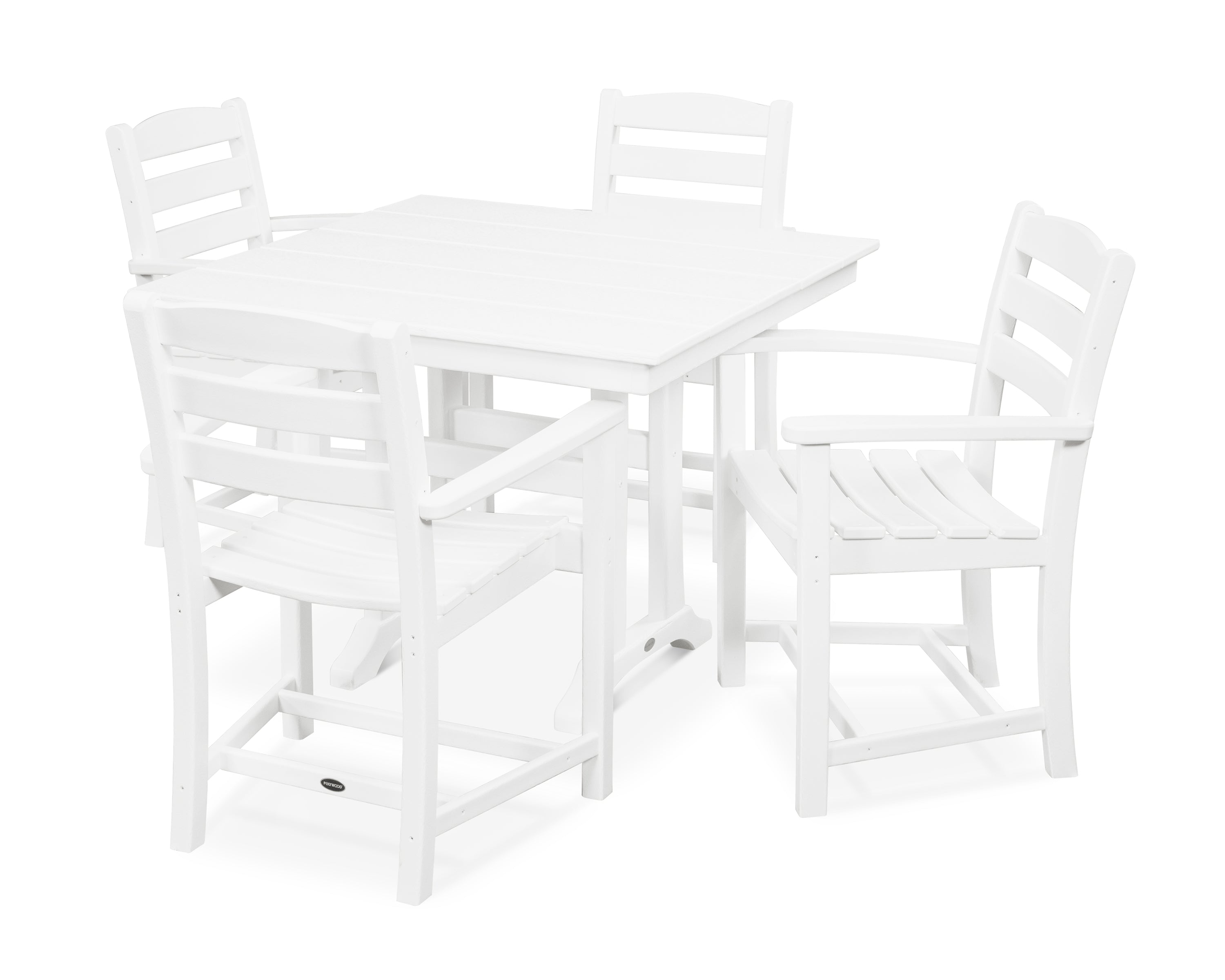 POLYWOOD® La Casa Café 5-Piece Farmhouse Trestle Arm Chair Dining Set in White
