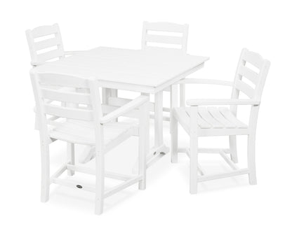 POLYWOOD® La Casa Café 5-Piece Farmhouse Trestle Arm Chair Dining Set in White
