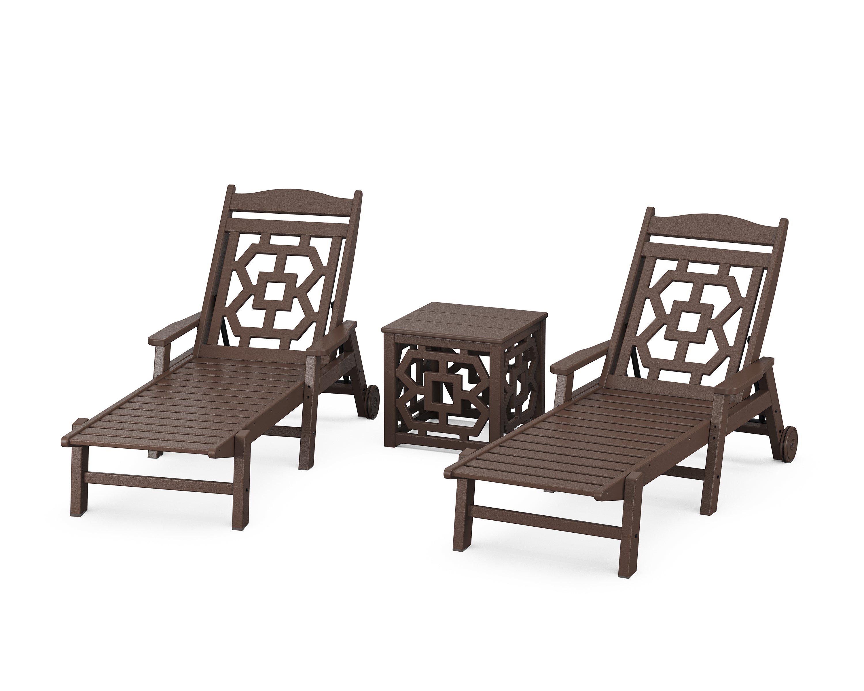 Martha Stewart by POLYWOOD® Chinoiserie 3-Piece Chaise Set in Mahogany