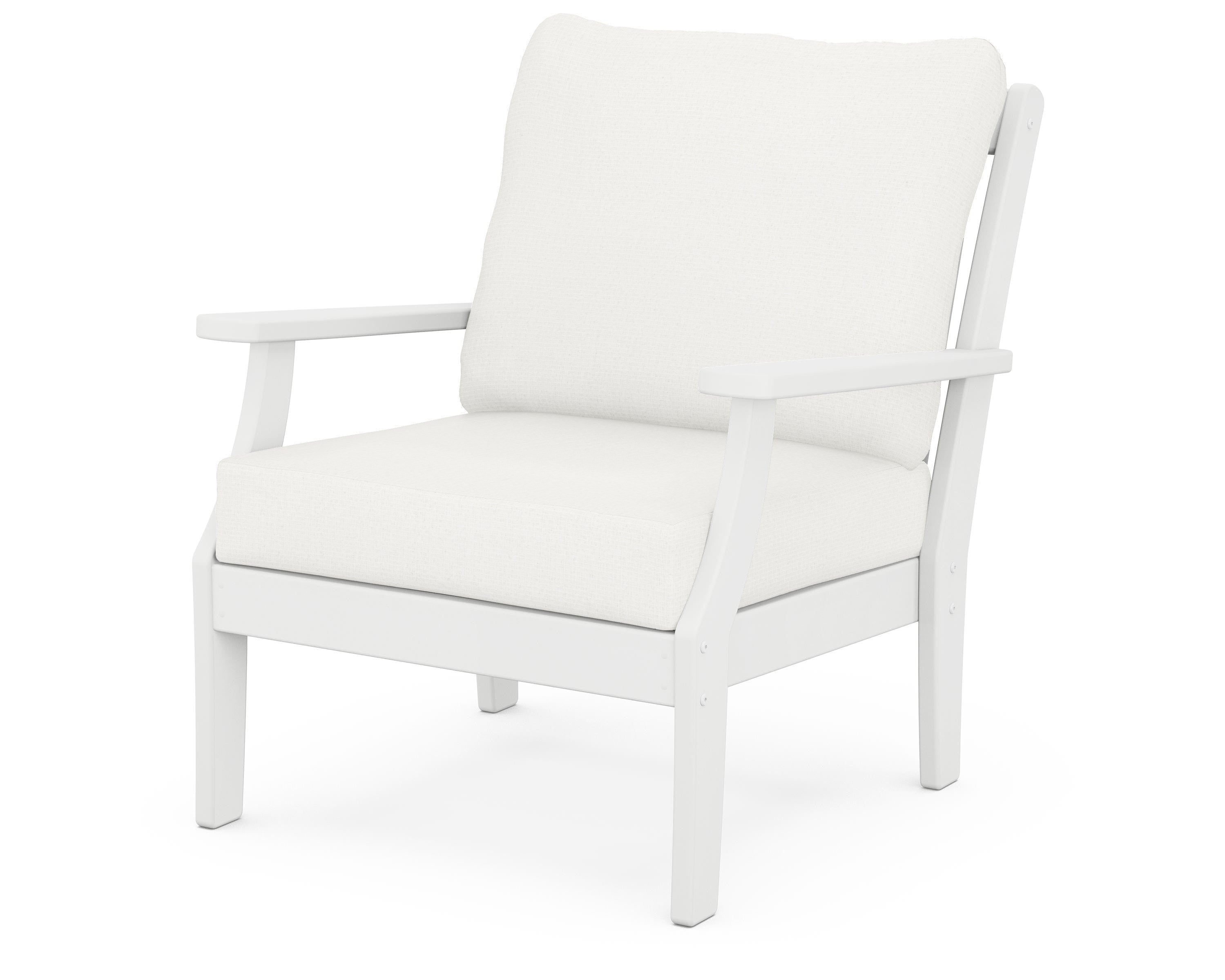 POLYWOOD® Braxton Deep Seating Chair in White / Natural Linen
