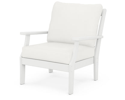 POLYWOOD® Braxton Deep Seating Chair in White / Natural Linen