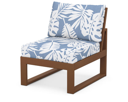 Unbranded Modular Armless Chair in Teak / Leaf Sky Blue