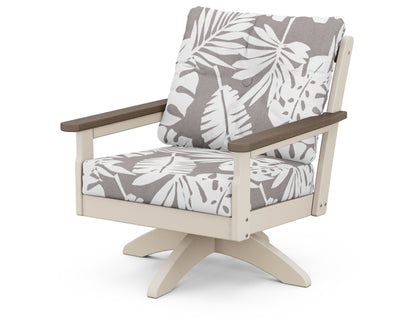 POLYWOOD® Vineyard Deep Seating Swivel Chair in Sand / Kona / Leaf Grey Mist