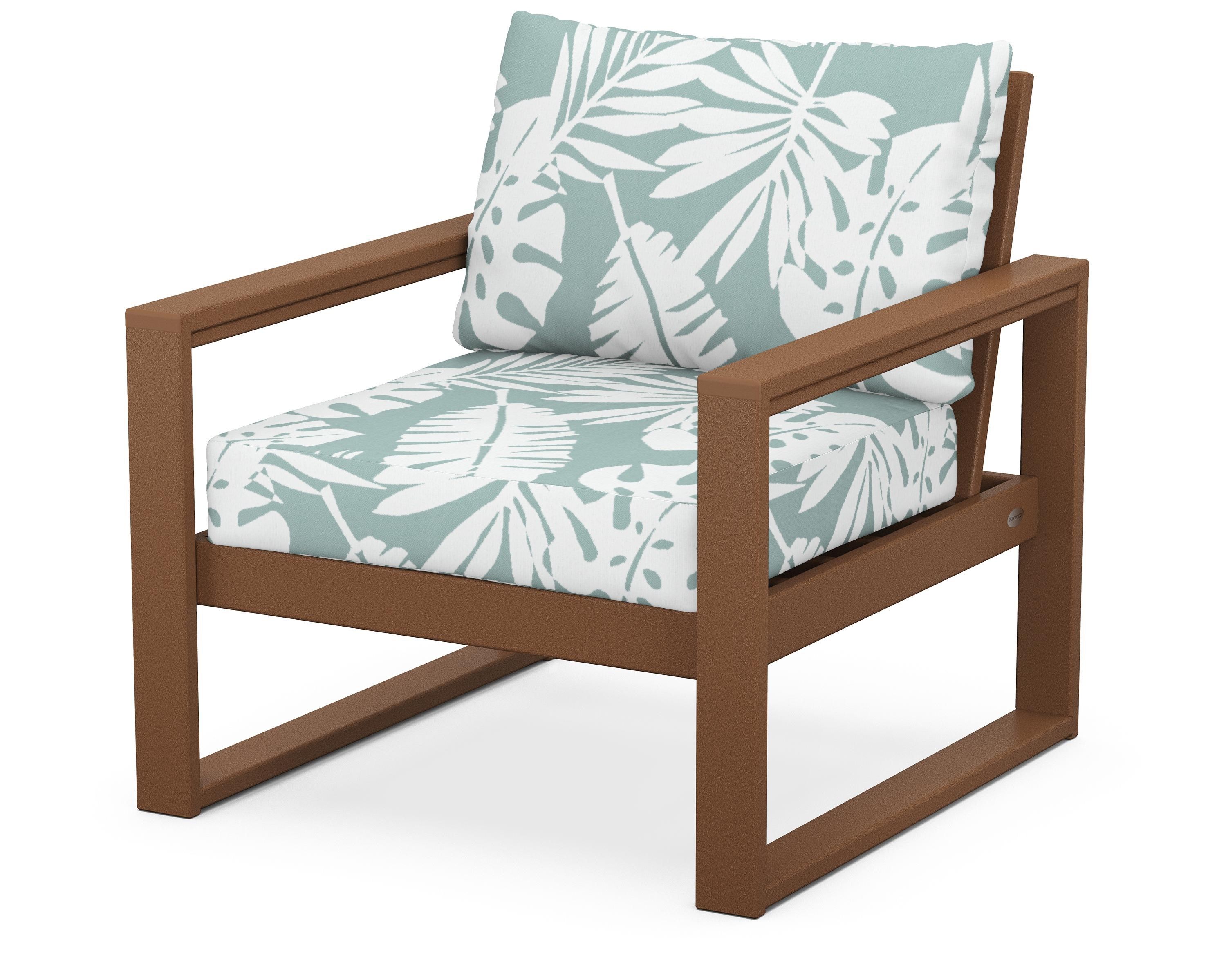 POLYWOOD® EDGE Club Chair in Teak / Leaf Glacier Spa