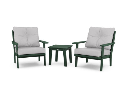 POLYWOOD® Lakeside 3-Piece Deep Seating Chair Set in Green / Granite