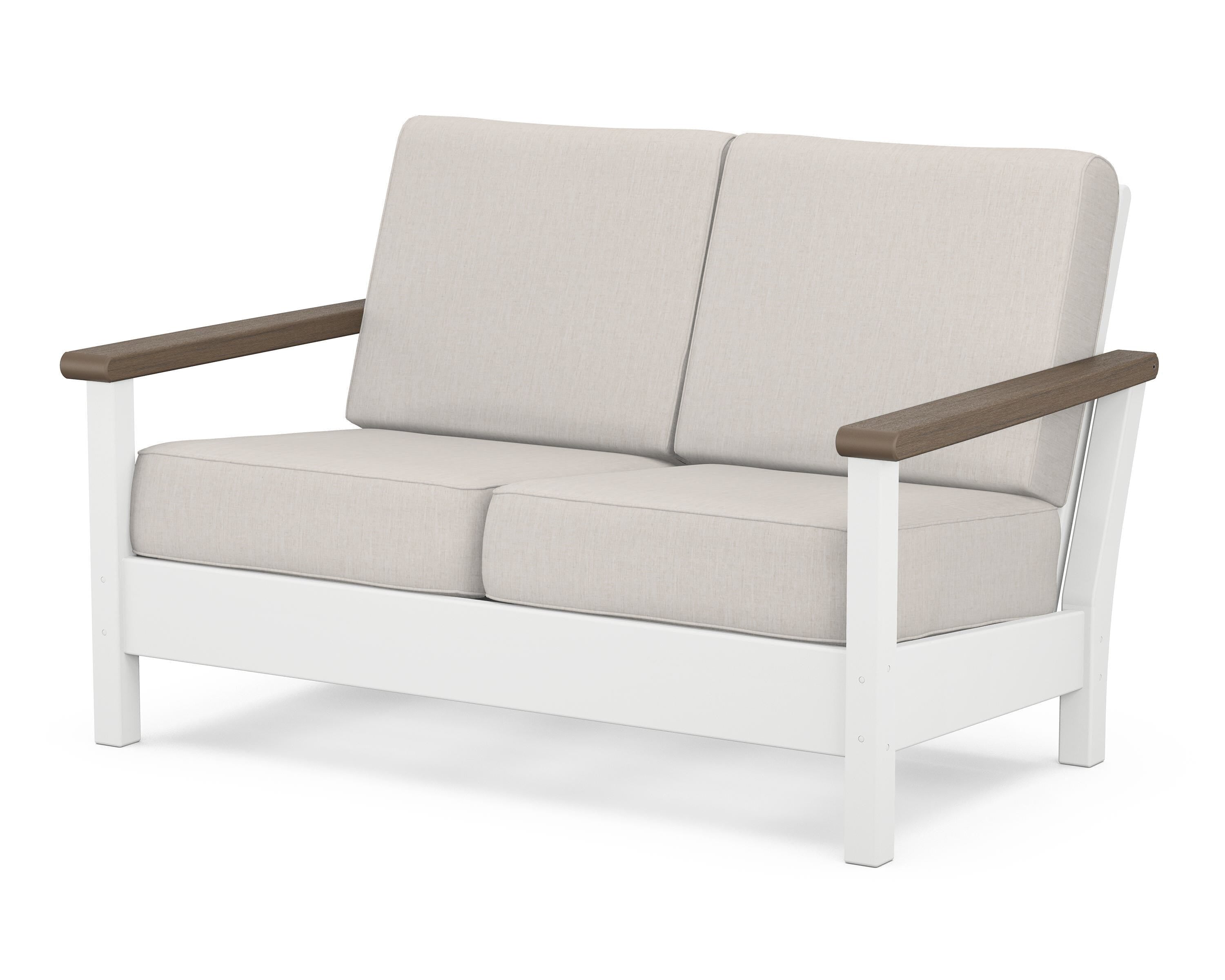 POLYWOOD® Harbour Deep Seating Loveseat in White / Kona / Cast Ash