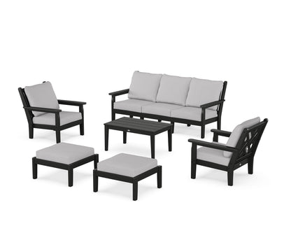 POLYWOOD® Chippendale 6-Piece Lounge Sofa Set in Black / Granite