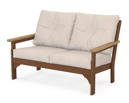 POLYWOOD® Vineyard Deep Seating Loveseat in Teak / Natural / Blend Linen