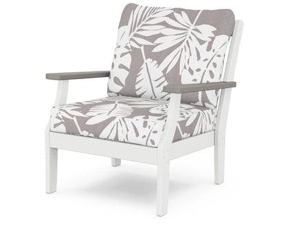 POLYWOOD® Braxton Deep Seating Chair in White / Driftwood / Leaf Grey Mist
