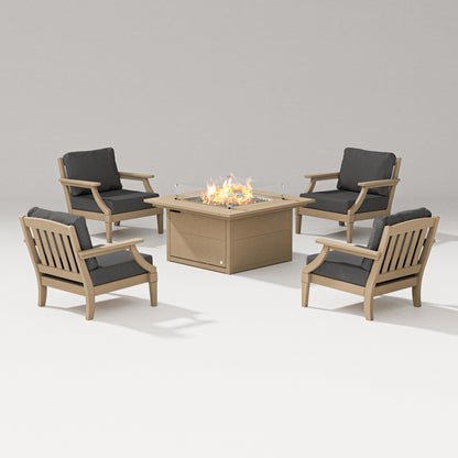 PW Designer Series Estate 5-Piece Lounge Fire Table Set in Vintage Sahara / Spectrum Carbon