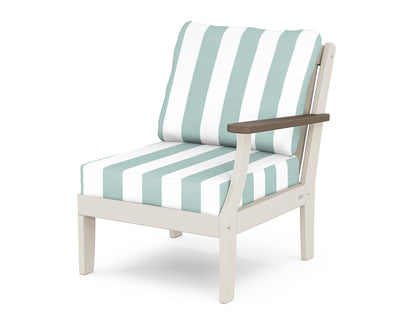 POLYWOOD® Braxton Modular Right Arm Chair in Sand / Kona / Cabana Stripe Glacier Spa