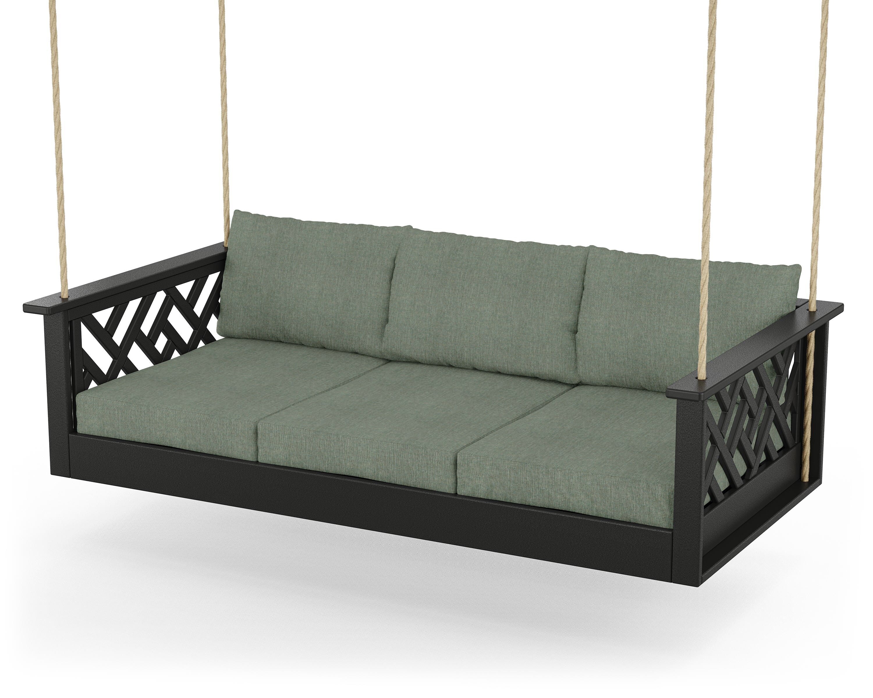POLYWOOD® Chippendale Daybed Swing in Black / Cast Sage