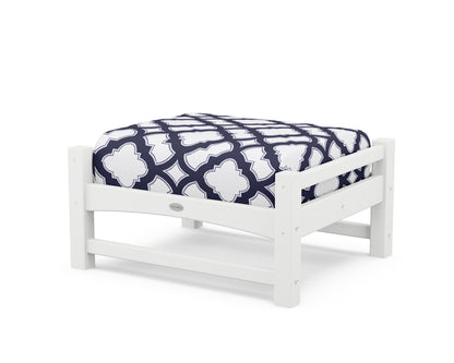 POLYWOOD® Club Ottoman in White / Trellis Navy