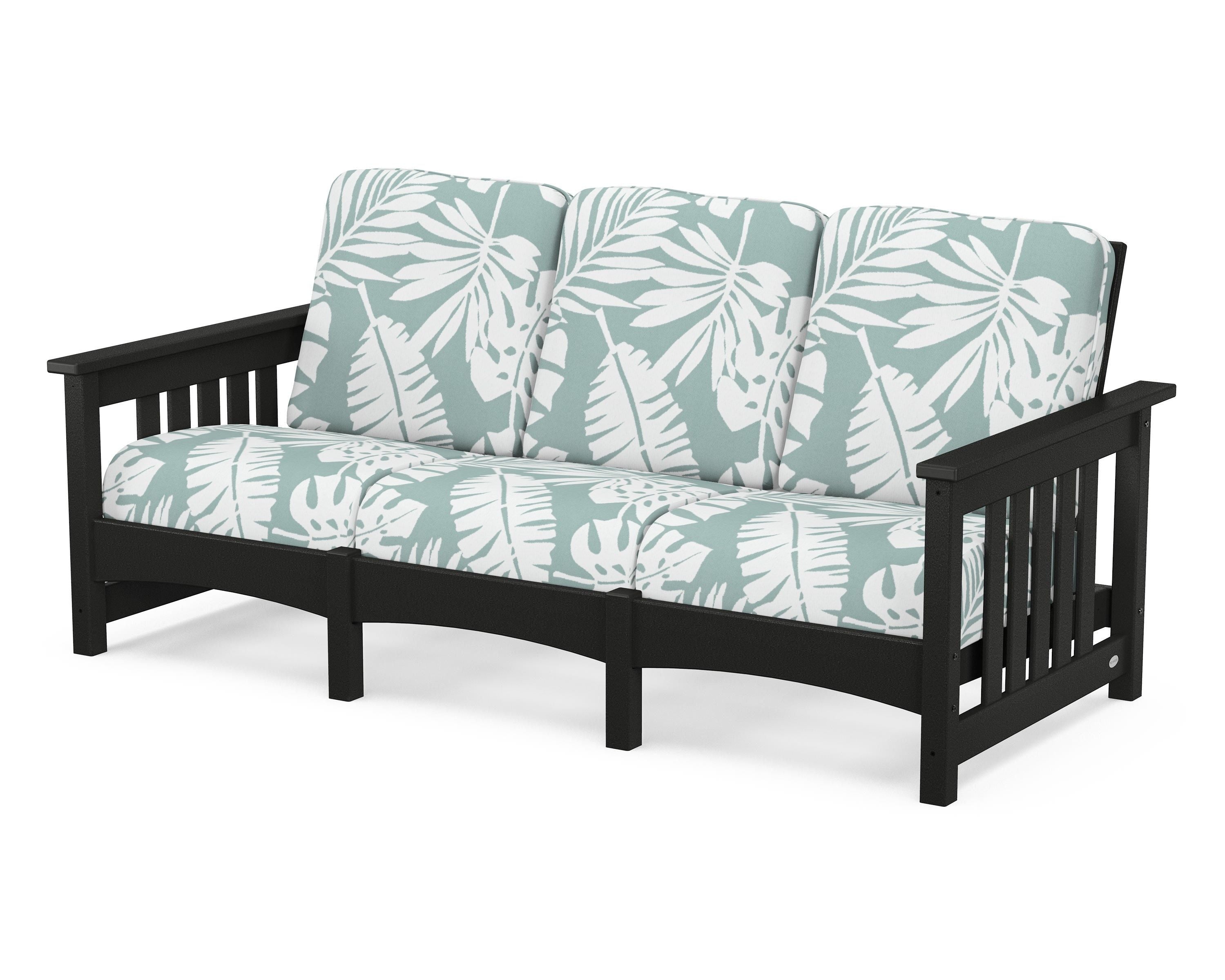 POLYWOOD® Club Mission Sofa in Black / Leaf Glacier Spa