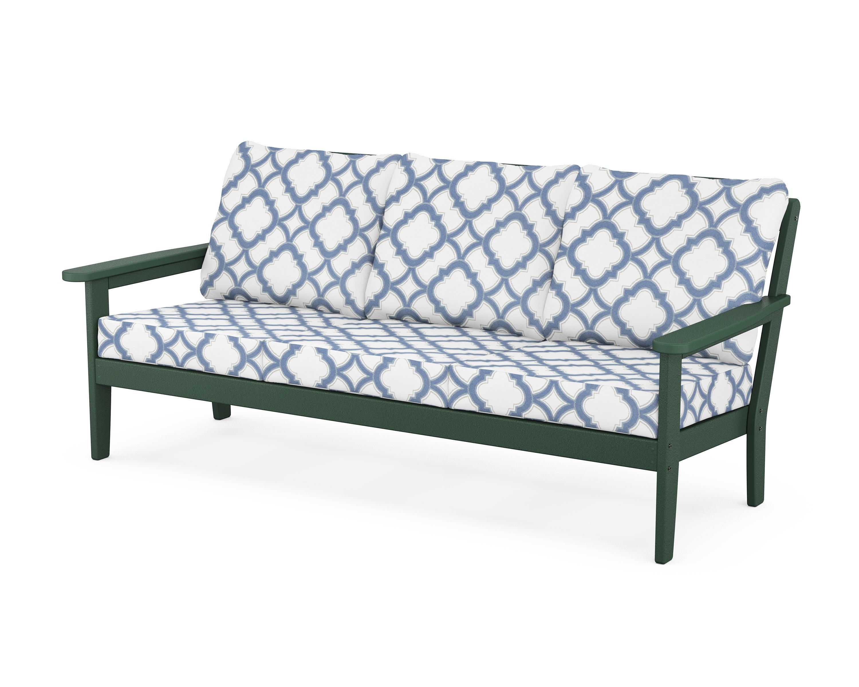 Country Living Cottage Deep Seating Sofa in Green / Trellis Sky Blue
