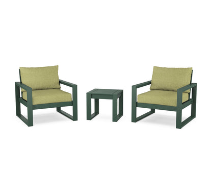 POLYWOOD® EDGE Sectional 3-Piece Deep Seating Set in Green / Chartreuse Boucle