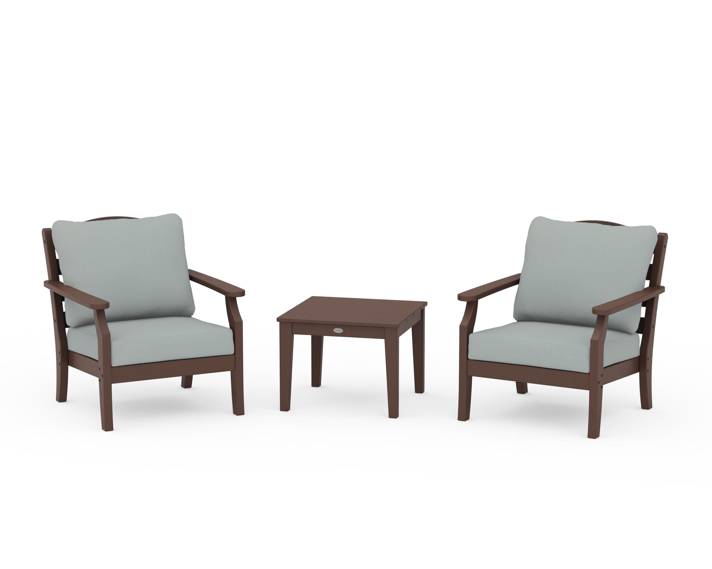 Draper James™ by  POLYWOOD® Savannah 3-Piece Deep Seating Set in Mahogany / Spa