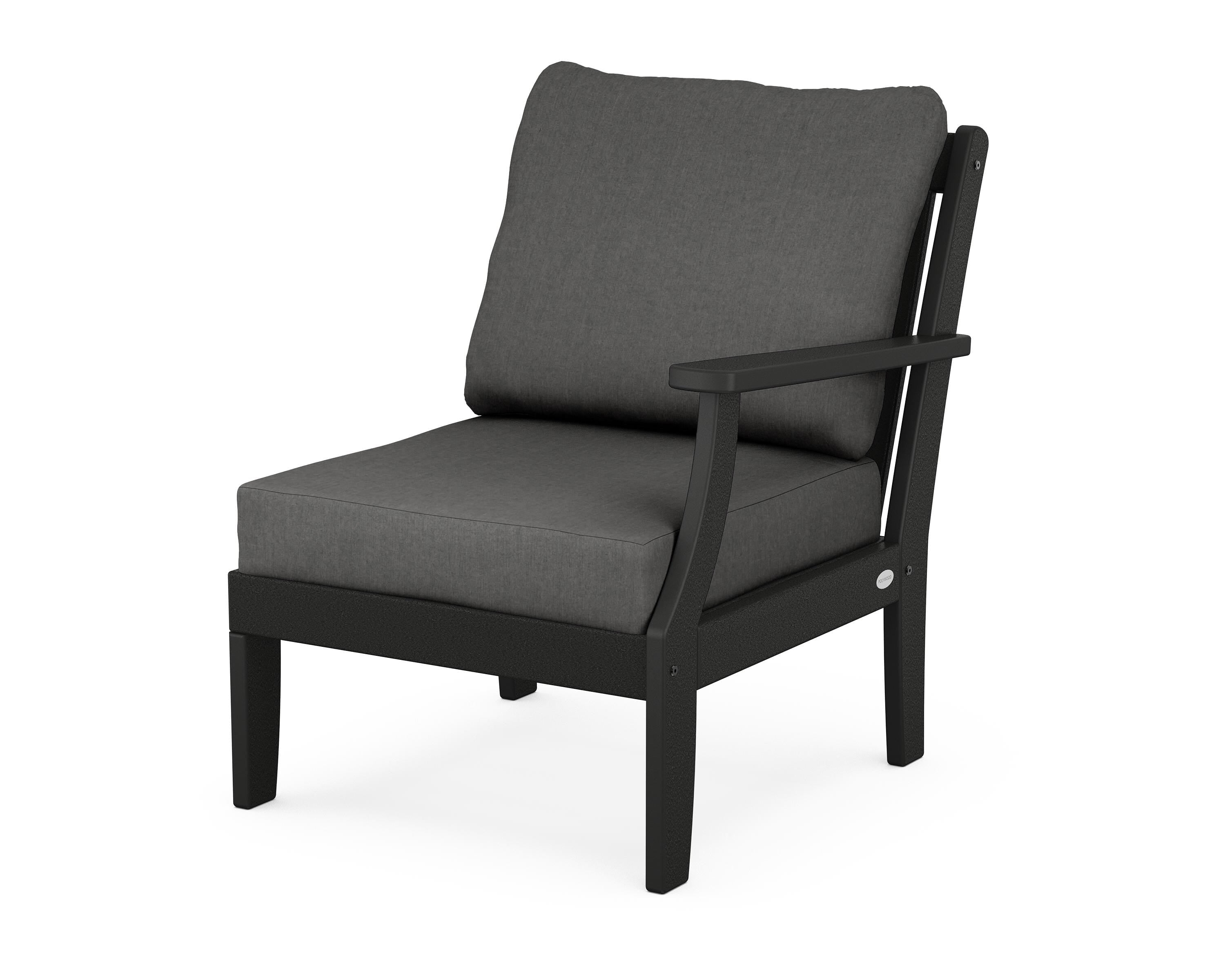POLYWOOD® Braxton Modular Right Arm Chair in Black / Spectrum Carbon