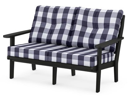 POLYWOOD® Lakeside Deep Seating Loveseat in Black / Buffalo Plaid Navy