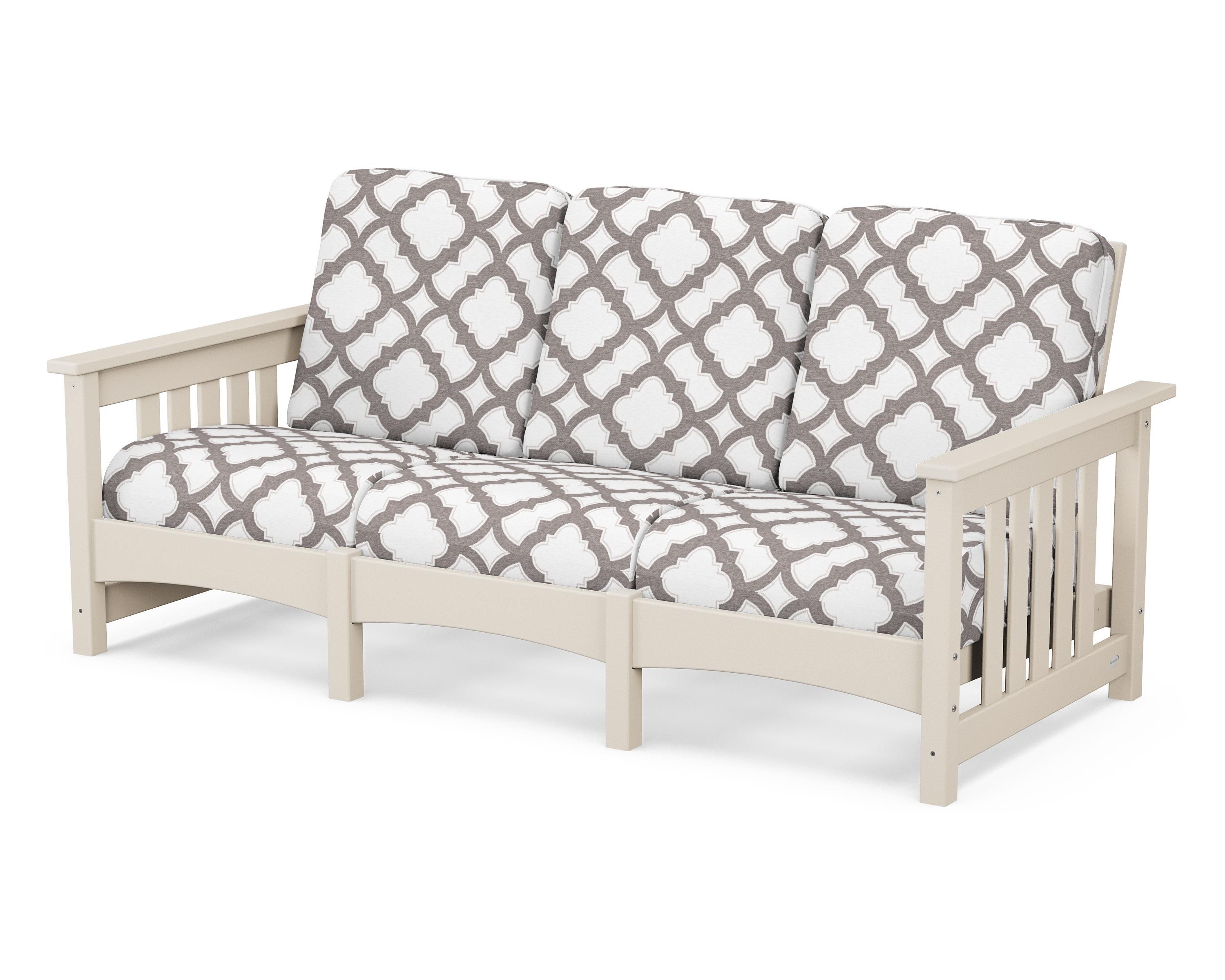 POLYWOOD® Club Mission Sofa in Sand / Trellis Grey Mist