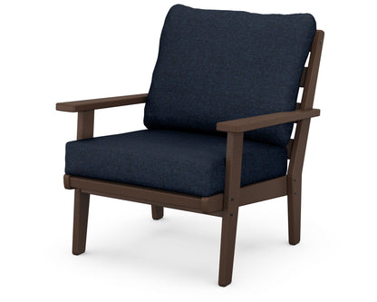 POLYWOOD® Grant Park Deep Seating Chair in Mahogany / Marine Indigo