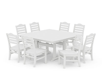 POLYWOOD® Savannah Side Chair 9-Piece Square Dining Set with Trestle Legs in White