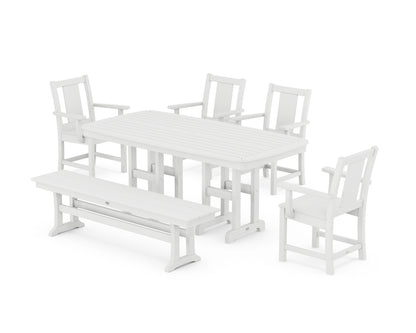 POLYWOOD® Prairie 6-Piece Dining Set with Bench in White