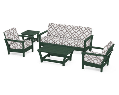POLYWOOD® Harbour 5-Piece Deep Seating Set in Green / Trellis Grey Mist