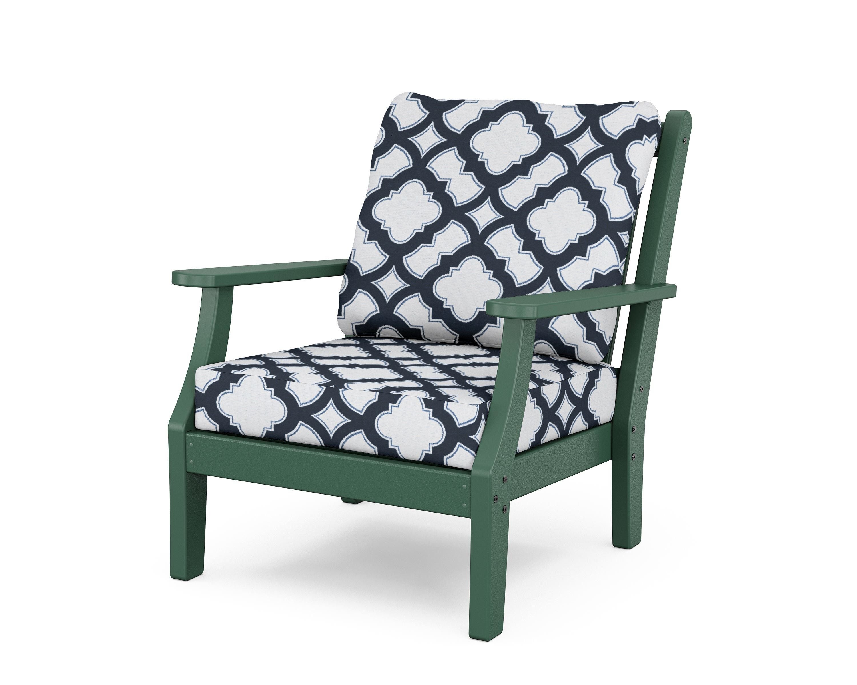 Country Living Wovendale Deep Seating Chair in Green / Trellis Marine Indigo
