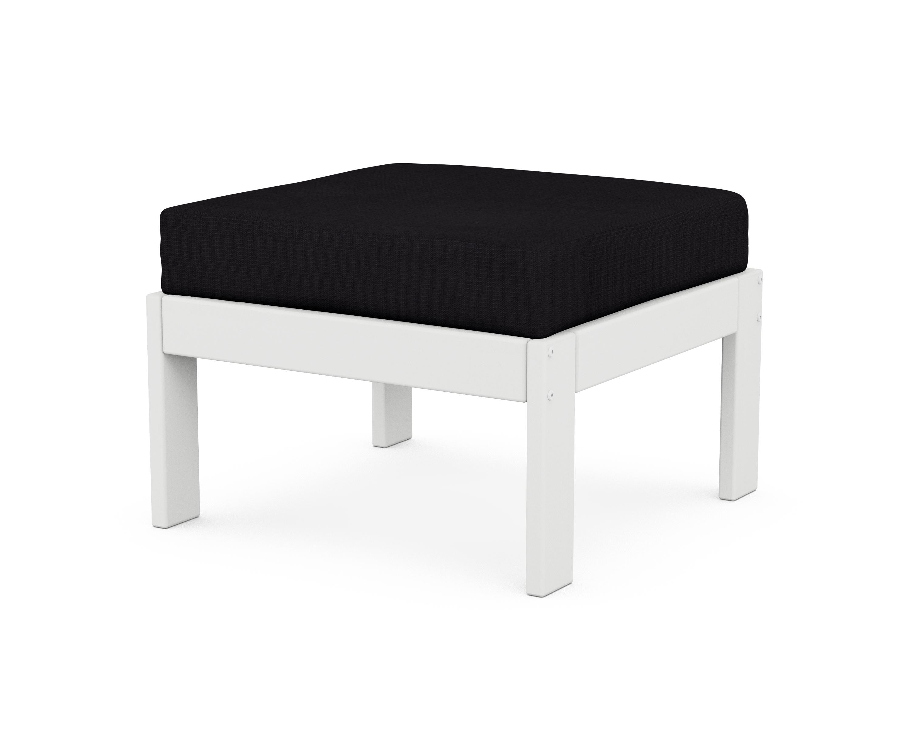 POLYWOOD® Vineyard Modular Ottoman in White / Midnight Linen
